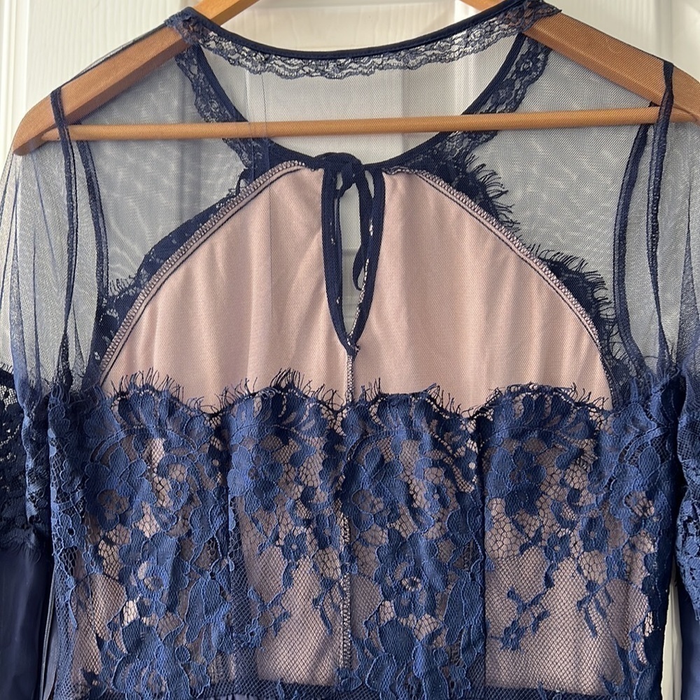 Soieblu nwt navy sheer dress. Size L NWT - image 7